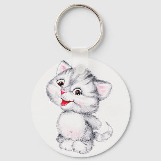 Cute kitten key ring