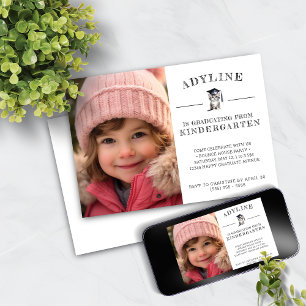 Cute Kitten Kindergarten Graduation Invitation