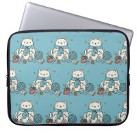 Cute Kitten Knitting Blue Pattern Tech Accessory