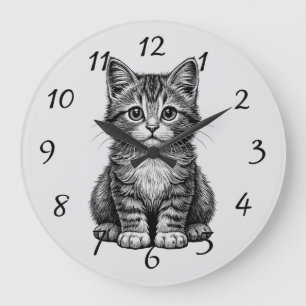 Cute Kitten Large Clock