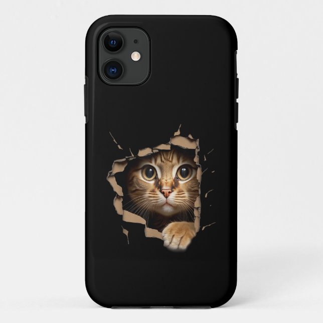 Cute kitten looks from torn fabric Cats Case-Mate iPhone Case (Back)