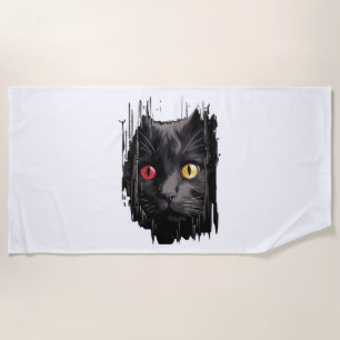 Cute kitten looks from torn fabric - Cats T-Shirt  Beach Towel