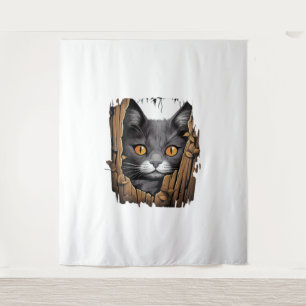 Cute kitten looks from torn fabric - Cats T-Shirt Tapestry