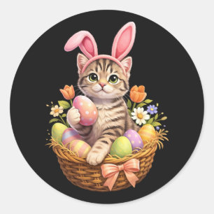 Cute Kitten Lovers Happy Easter Cat Classic Round Sticker