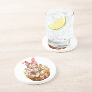 Cute Kitten Lovers Happy Easter Cat Coaster
