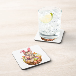 Cute Kitten Lovers Happy Easter Cat Coaster