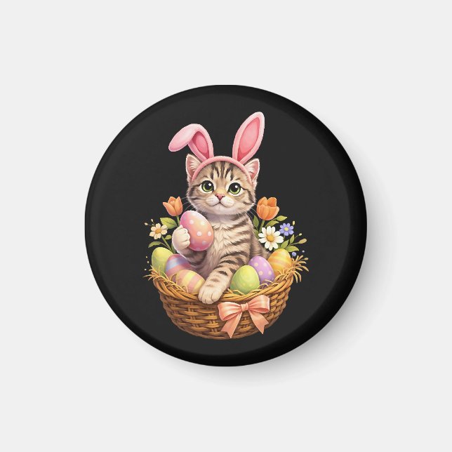 Cute Kitten Lovers Happy Easter Cat Magnet (Front)