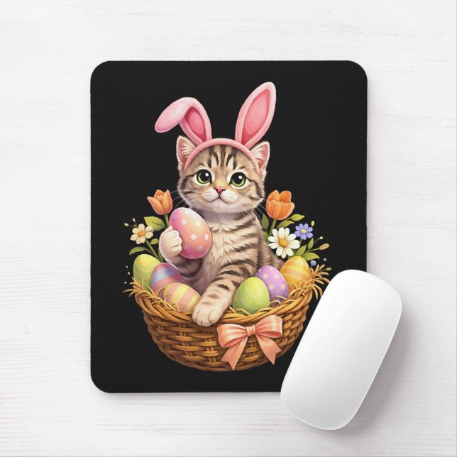 Cute Kitten Lovers Happy Easter Cat Mouse Pad (With Mouse)