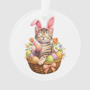 Cute Kitten Lovers Happy Easter Cat Ornament