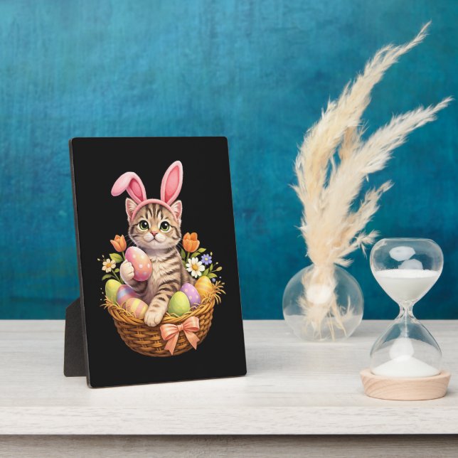 Cute Kitten Lovers Happy Easter Cat Plaque (Side)