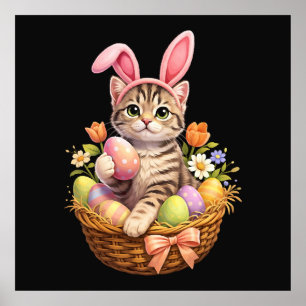 Cute Kitten Lovers Happy Easter Cat Poster