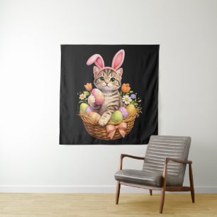 Cute Kitten Lovers Happy Easter Cat Tapestry