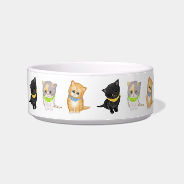 Cute kitten medium personalized ceramic pet bowl (Left)