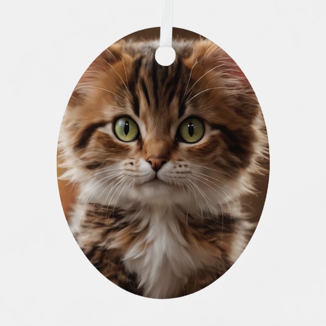 Cute Kitten  Metal Tree Decoration (Front)