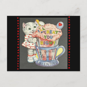 Cute Kitten & Milkshake Valentine Postcard