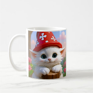 Cute Kitten Mushroom Coffee Mug