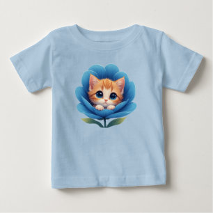 Cute Kitten Nestled in a Flower Bloom Baby T-Shirt