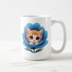 Cute Kitten Nestled in a Flower Bloom Coffee Mug