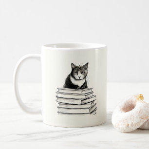 Cute Kitten on Books Coffee Mug