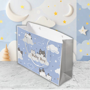 Cute Kitten Pattern Blue  Large Gift Bag
