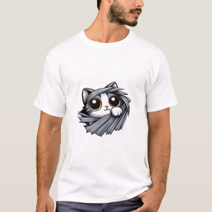 Cute Kitten Peeking Through Torn Cloth T-Shirt