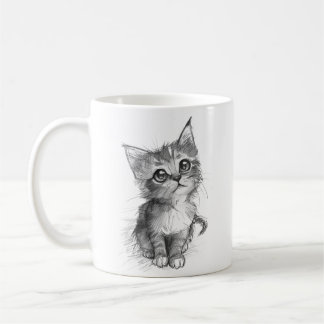 Cute Kitten Pencil Sketch Coffee Mug