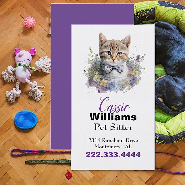 Cute Kitten Pet Sitter Business Card (Creator Uploaded)