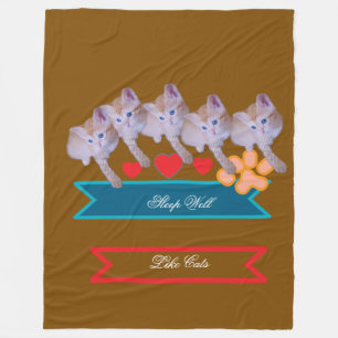 Cute Kitten Photo, Pawprint, Humor Text Fleece Blanket