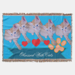 Cute Kitten Photo, Pawprint, Humor Text Throw Blanket