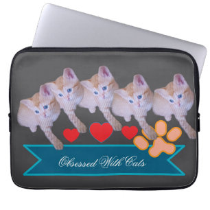 Cute Kitten Photo, Pawprint, Humour Text Laptop Sleeve