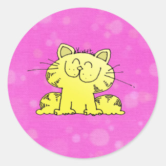 Cute Kitten Pink Room Classic Round Sticker