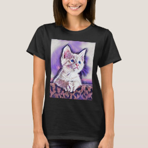 Cute Kitten Portrait Digital Art Painting T-Shirt