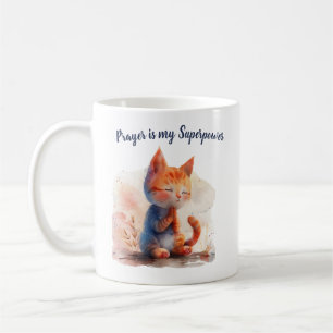 Cute Kitten Prayer is My Superpower Coffee Mug