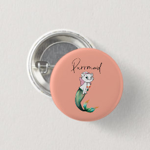 Cute Kitten Purrmaid – Fun Mermaid Cat Design 3 Cm Round Badge