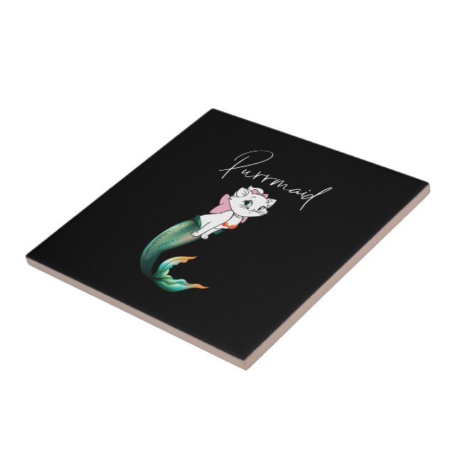 Cute Kitten Purrmaid – Fun Mermaid Cat Design Ceramic Tile (Side)