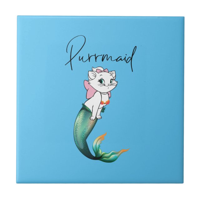 Cute Kitten Purrmaid – Fun Mermaid Cat Design Ceramic Tile (Front)