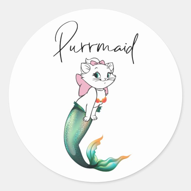 Cute Kitten Purrmaid – Fun Mermaid Cat Design Classic Round Sticker (Front)