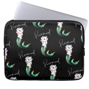 Cute Kitten Purrmaid – Fun Mermaid Cat Design Laptop Sleeve
