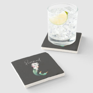 Cute Kitten Purrmaid – Fun Mermaid Cat Design Stone Coaster