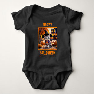 Cute Kitten Ready to Trick or Treat Baby Bodysuit