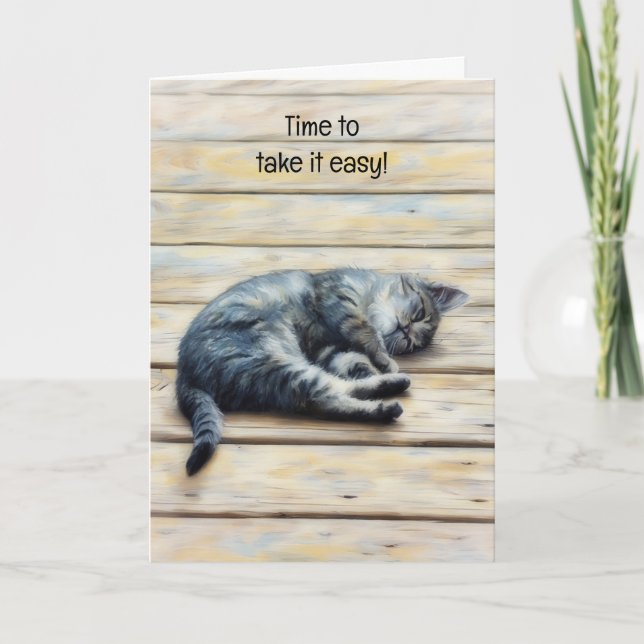 Cute Kitten Relax Relaxing Art Note Card (Front)