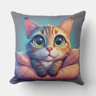 Cute Kitten Resting On Pillow For Cosy Home Decor