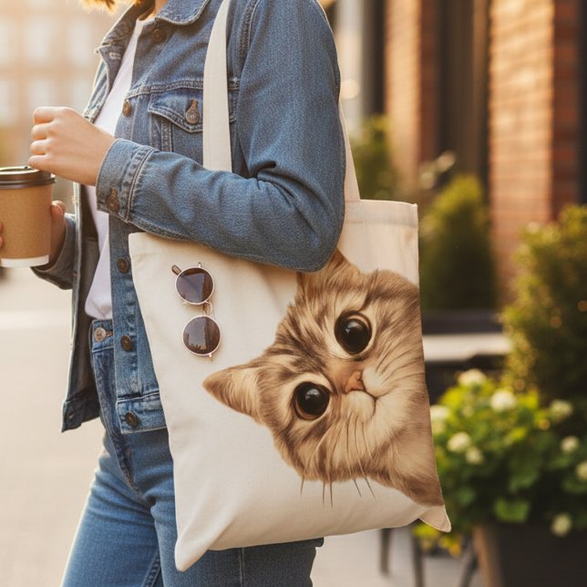 Cute Kitten Reusable Shoulder Bag for Women (Creator Uploaded)