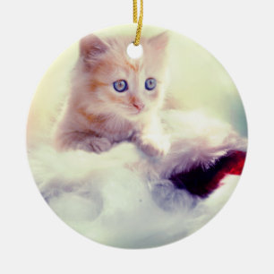 Cute Kitten Round Christmas Decoration