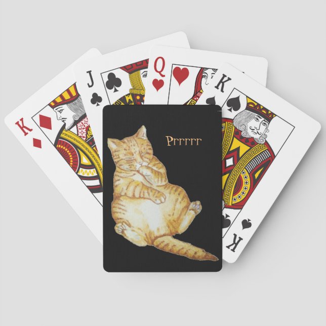 cute kitten sleeping ginger cats  playing cards (Back)