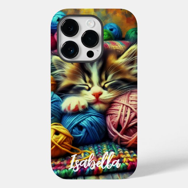 Cute Kitten Sleeping under a Blanket Case-Mate iPhone Case (Back)