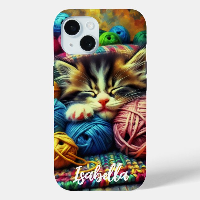 Cute Kitten Sleeping under a Blanket Case-Mate iPhone Case (Back)