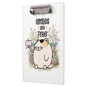 Cute Kitten "Smiles Are Free" Whimsical Desktop Clipboard