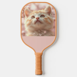 Cute kitten soft pink pickleball paddle