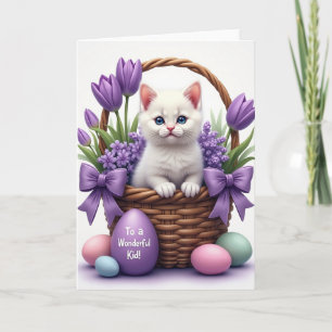 Cute Kitten Spring Basket Card